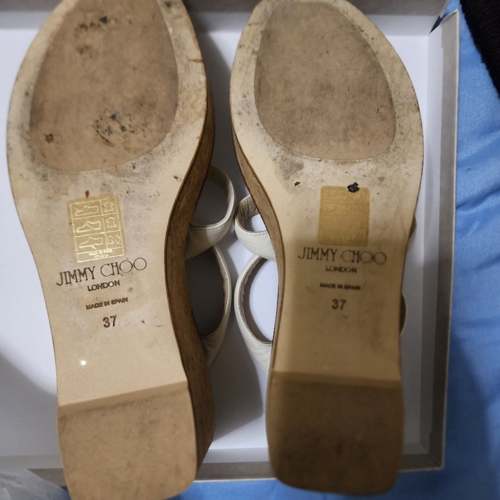 USED Like New Jimmy Choo Women's White Strappy Sandals - Picture 9 of 9